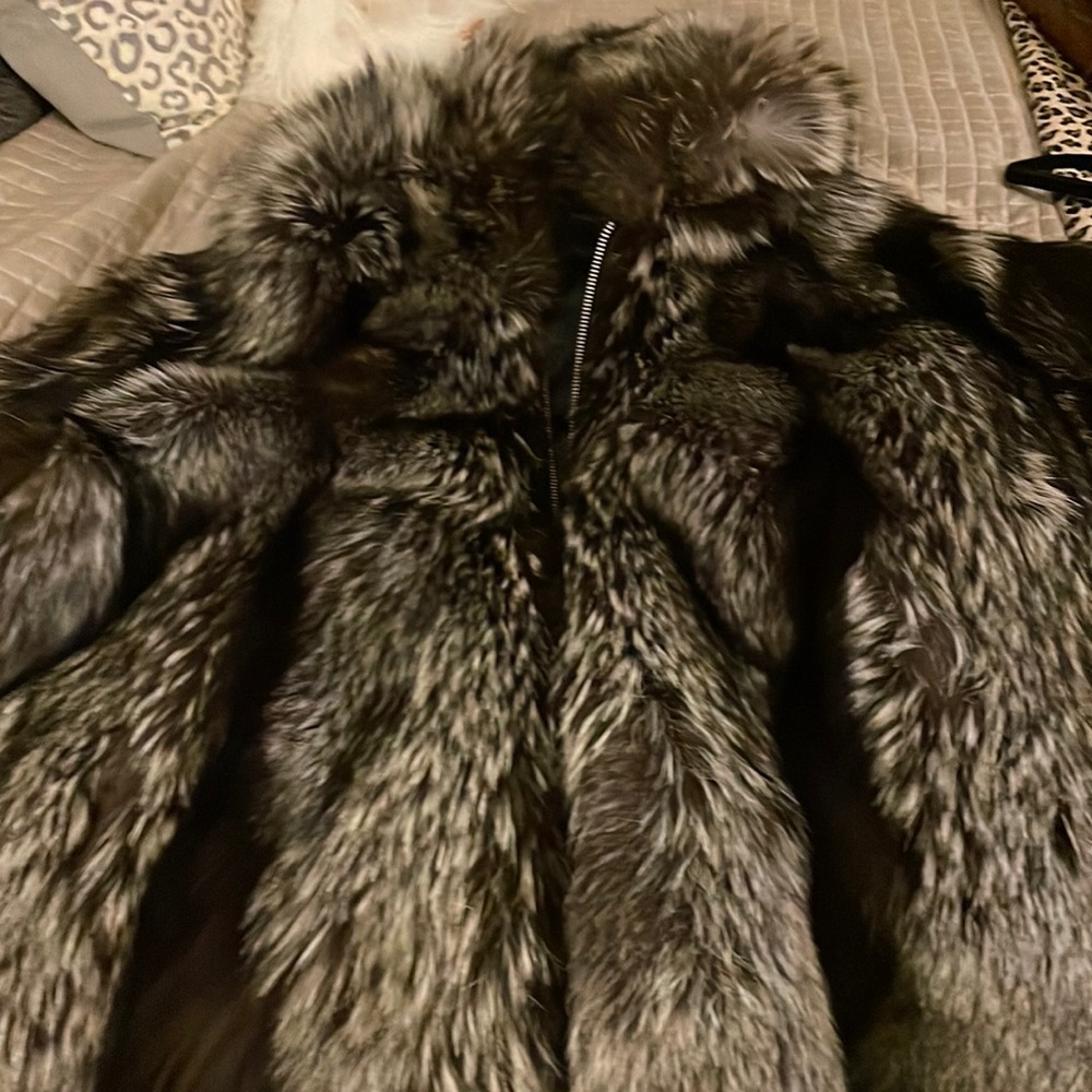 Silver fox jacket with hoodie
